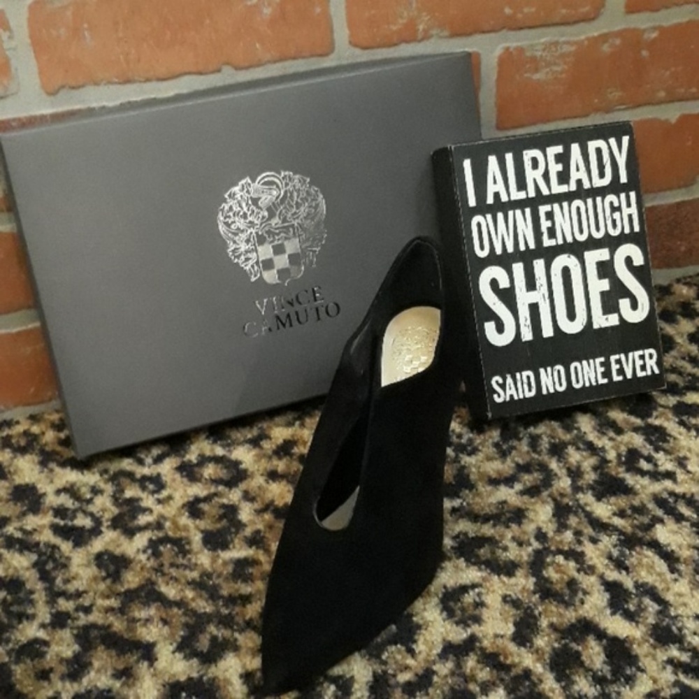 Vince Camuto Open Cut Vamp Black High Heel Metseya